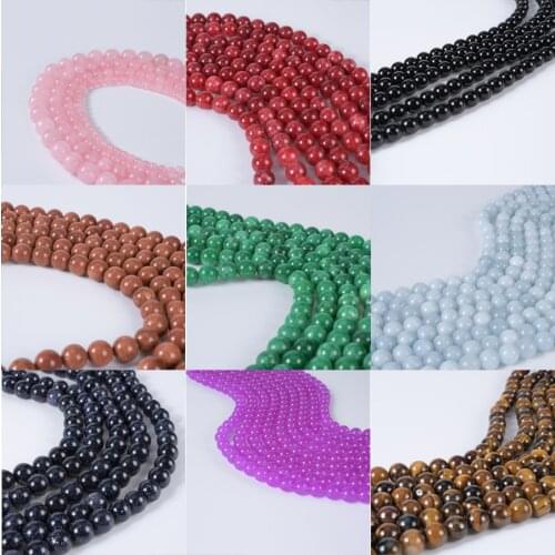 1 Strand Black Lava Tiger Eye Amazonite Garnet Howlite Turquoises Quartz Natural Stone Beads For Jewelry Making Supplies