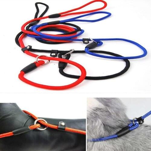 1pc Normal Pet Dog Lead Rope Adjustable Collar Dog Training Nylon Rope Leash Slip Lead Strap Solid Pet Walking Rope