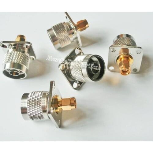 1Pcs N male to SMA male plug flange panel mount connector straight M/M Adapter