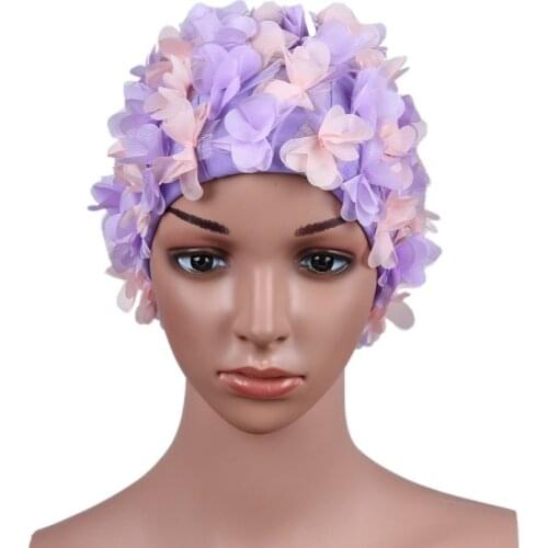 1pcs Women Swim Pool Swimming Cap Three-dimensional flower petals Swimming Hat Bathing Cap
