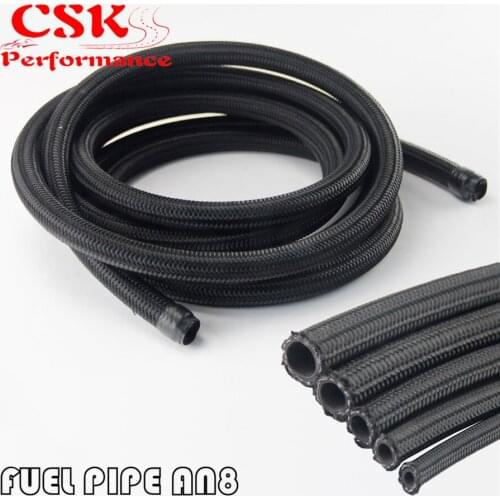 10 METER STAINLESS STEEL/NYLON BRAIDED 8AN AN8 8-AN BLACK OIL/FUEL LINE/HOSE 10M 33FT FEET