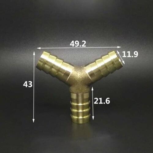 10 PCS 12mm Hose Barb Y Shape 3 Ways Splicer Brass Hosetail Fitting Adapter Coupling Water Fuel