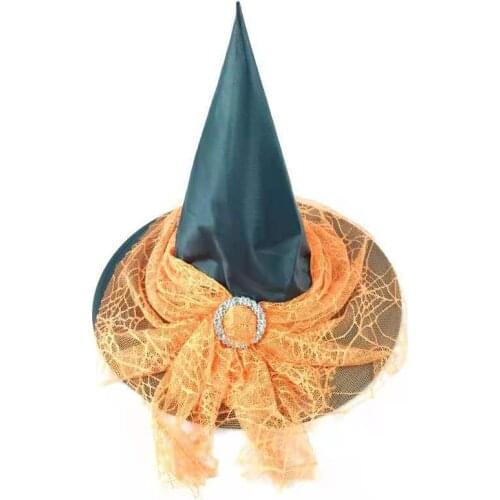 10pcs Women Men Halloween Witch Hat Role-playing Costume Carnival Witch Hat Veil Party Decorations