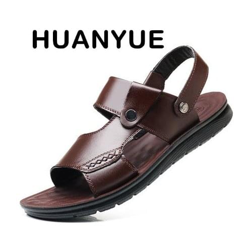 2019 Summer Plus Size 39-47 Men Sandals Breathable Casual Leather Beach Shoes Men Outdoor Non-slip Slippers Zapatos Hombre