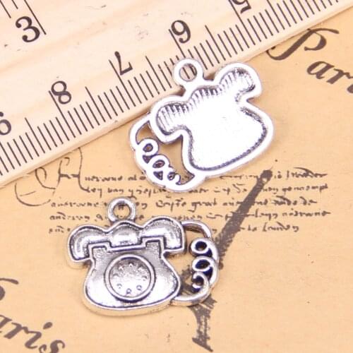 54pcs Charms For Jewelry Making telephone phone 22x18mm Antique Silver Plated Pendants DIY Tibetan Silver Bracelet Necklace