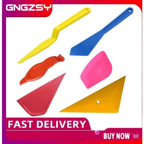 6pcs Window Sticker Install Scraper Tinting Auto Film Wrap Spatula Squeegee Car Vinyl Corner Repair Edge Reach Cleaning Tool K83