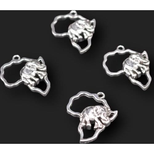 8pcs Silver Plated Hollow Africa Map Elephant Pendants DIY Charm Earring Bracelet Jewelry Crafts Metal Accessories P682