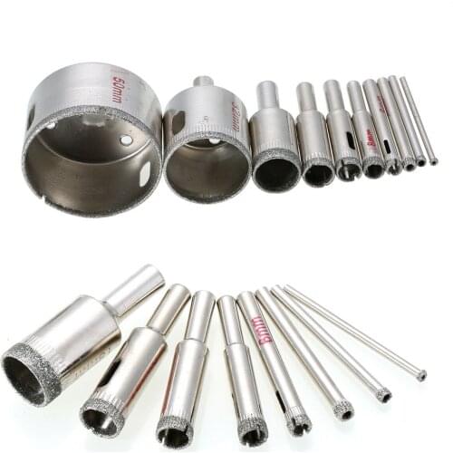 Diamond Drill Bits,10 pcs 3-50mm Diamond Hole Saws Hollow Core Drill Bits Set Remover Tools for Gl,Ceramics,Porcelain