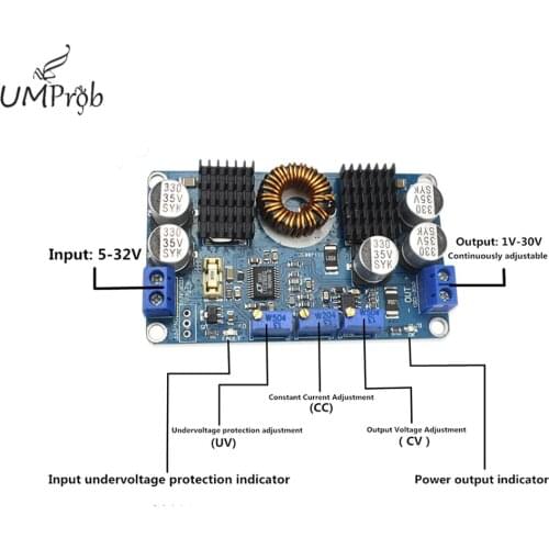 DC 5-32V to 1V-30V LTC3780 10A Automatic Step Up Down Regulator Charging Module