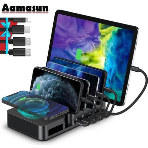 Aamasun USB Wireless Charger Stand PD 20W For iPhone plus 11 12 pro max Type C usb plug QC 3.0 Fast Charging For Samsung HUAWEI