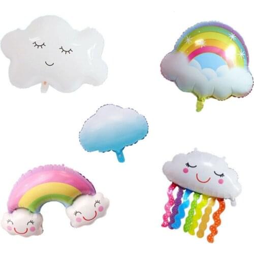 Cartoon Rainbow Party Decoration Balloon Toy Flow Cloud Smiley Kids Children Cute Lovely Aluminum Foil Inflatable Ball