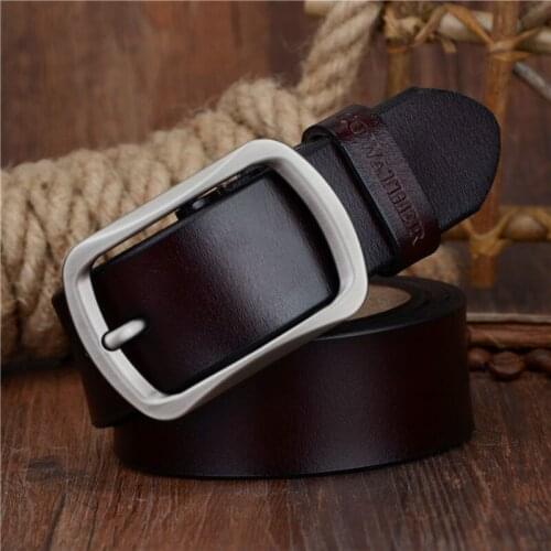 COWATHER fashion cow genuine leather 2019 new men fashion vintage style male belts for men pin buckle 100-150cm waist size 30-52