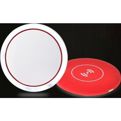 CX54 Wireless USB Charge LED Light Mini Circular Makeup Mirror Travel Cosmetic Mirror U2JD