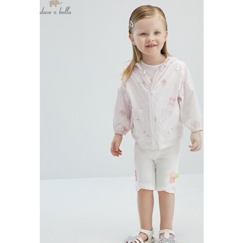 DBJ17832 dave bella spring baby unisex fashion cartoon print hooded coat children tops infant toddler outerwear