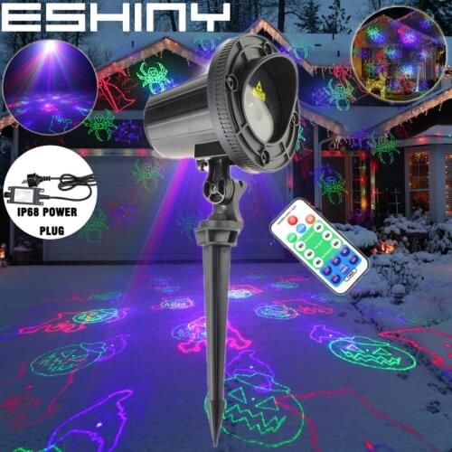 ESHINY Outdoor IP68 RGB Laser 36 Halloween Pattern Projector Family Party Bar Xmas Tree Dance Wall Landscape Garden Light T230D4