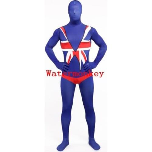 UK united kingdom Flag Zentai Second Skin Suit Fancy Dress Costume Spandex Lycra