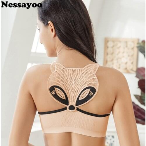 Fox-Shape Front Closure Bra Big Size Adjustable Push Up Bra Sexy Seamless Plus Size Bra for Women Large Size C D E Cup Brassiere