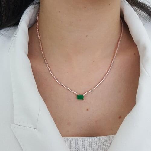 Love Waterway 925 Silver Diamond Water Drop Wedding Baguette Minimal Necklace For Women Trendy Super Luxury Turkish Fine Jewelry