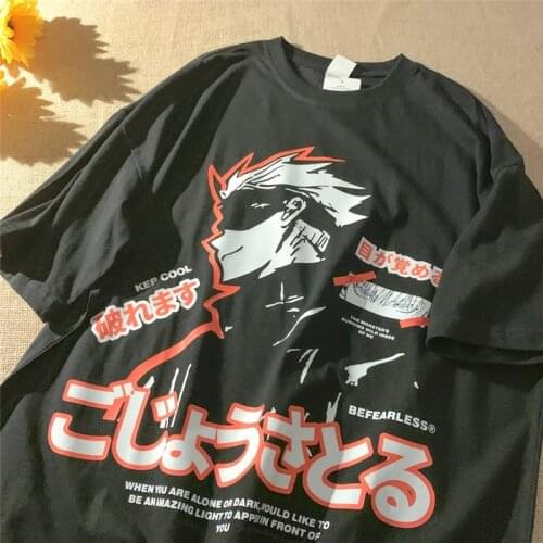 Anime Jujutsu Kaisen Printed Harajuku Mens tshirt Unisex Short Sleeve T Shirt Cartoon Casual T-Shirt Male Streetwear Tops Cotton