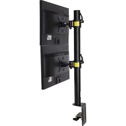 Desktop Clamping Dual 10"-30" Computer Monitor Mount Vertical Array Stand Two Screens Bracket Max Loading 10KG Per Arm