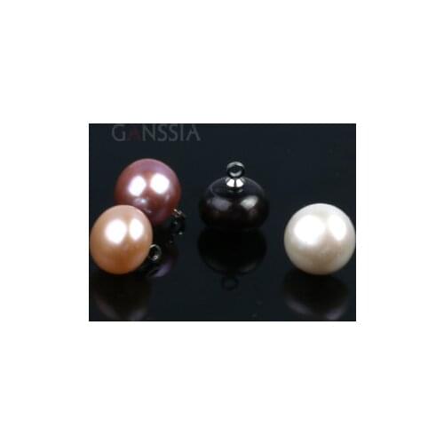 10pcs/lot Size:10mm(13/32") Delicate Black&Pink&Purple Circular Resin Pearl Gold Shank Buttonfor DIY Craft Accessories (SS-2278)