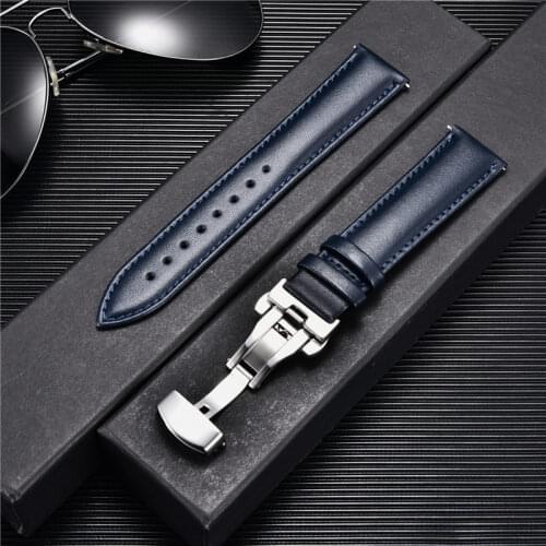 New Genuine Leather Watch Straps Women Watchbands 18mm 20mm 22mm 24mm with Automatic Butterfly Buckle Watch Accessories Band