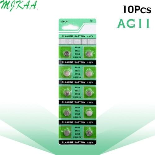 10pcs/pack AG11 LR721 362 Button Batteries SR721 162 Cell Coin Alkaline Battery 1.55V For Watch Toys Remote