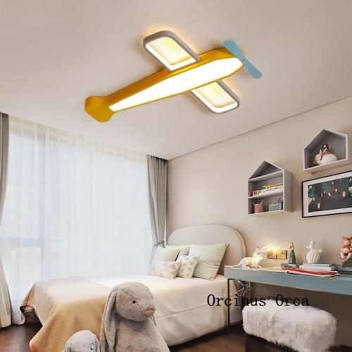 Modern Simple Color Aircraft ceiling lamp Boys'Bedroom Childrens Room Lights Cartoon Creative LED Fighter ceiling lamp