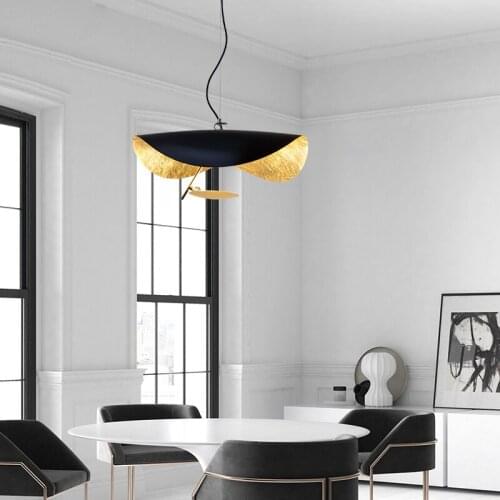 Post-modern Curved Surface Pendant Lights Flying Saucer Hat Art Home Decor Hanglamp Living Room Restaurant Kitchen Hanging Lamps