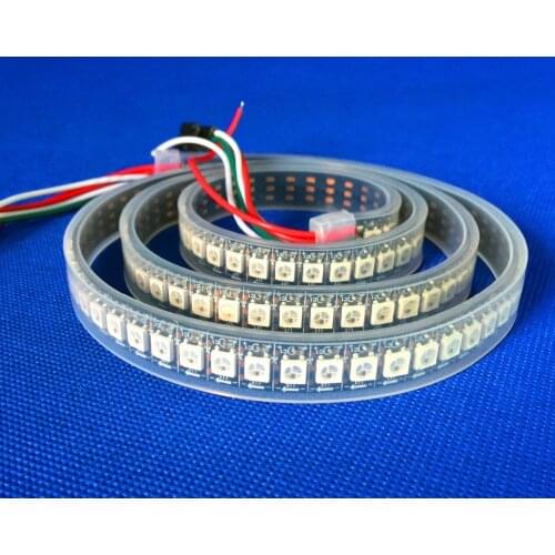 1M long 144leds/m WS2812B(5050 rgb led with WS2811 IC built-in) led pixel strip,DC5V,waterproof in silicon tube;BLACK PCB