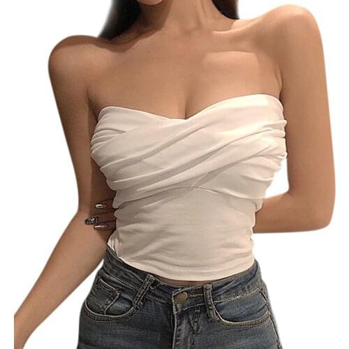 Sexy Backless Crop Tops for Women Off Shoulder Sleeveless Strapless Tank Top Slim Short Vest Clothes