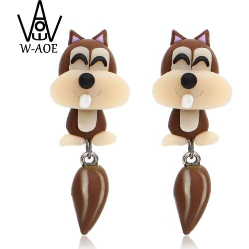TTPAIAI 30 Brand Handmade Polymer Clay Cute Squirrel Stud Earrings Fashion Lovely Cartoon 3D Animal Earrings For Women Girl Gift
