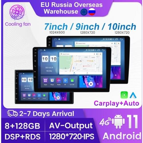 Universal Host Device Car Multimedia GPS Radio Player Android 11 For KIA Toyota Nissan VW Built-in Carplay Cooling Fan 6GB+128GB