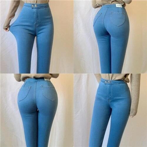 Spring Autumn Super Stretch High Waist Jeans Women Peach Hip Slimming Tight Hip-Top Basic Style Skinny Pants Skinny Jeans Woman