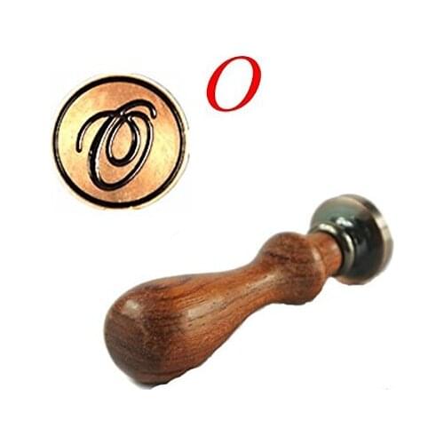 Vintage Letter O Alphabet Initial O Engraved Wedding Invitation Wax Seal Stamp Rosewood Handle Set
