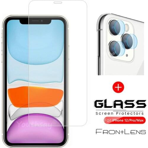 For iPhone 12 Glass For iPhone 12 Mini Glass Tempered Glass Camera Lens Screen Protective Film For iPhone 12 Pro Max 11 X XS XR
