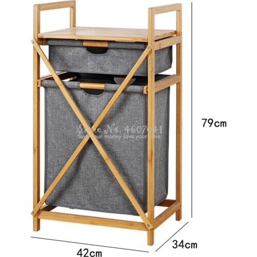 3 Gird Bamboo laundry basket dirty clothes basket bathroom laundry hamper storage basket clothes organizer