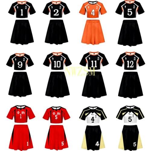 Anime Haikyuu Cosplay Costume Cheerleading Short Skirt Woman Summer Suits Carnival Performance Costume