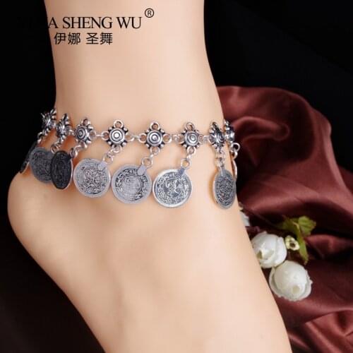 Tassel Anklet Luxury Charm Belly Dance Coin Ankle Bracelet for Women Jewelry Fashion Anklet Summer Style Vintage Bohemian Metal