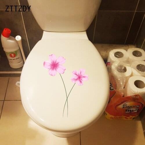 ZTTZDY 23.9*17CM Pink Flower Hand Drawn Home Bedroom Wall Sticker Toilet WC Decoration T2-0725