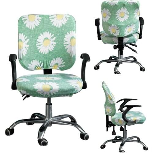 1Set Elastic Universal Split Chair Covers Flower Print Office Seat Computer Chair Cover Table