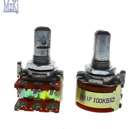 10PCS Taiwan FD16 15MM 100K 100KBX2 Duplex Potentiometer Audio Volume Control Pot WH148