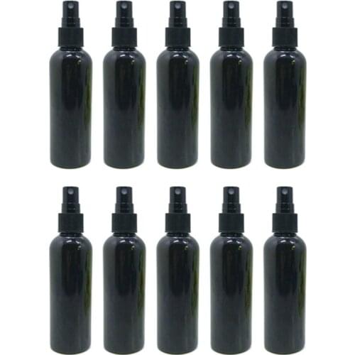 10pcs 100ml Black PET Spray Bottle Travel Portable Refillable Perfume Aqueous Emulsion Liquid Make Up Container Atomizer LBS