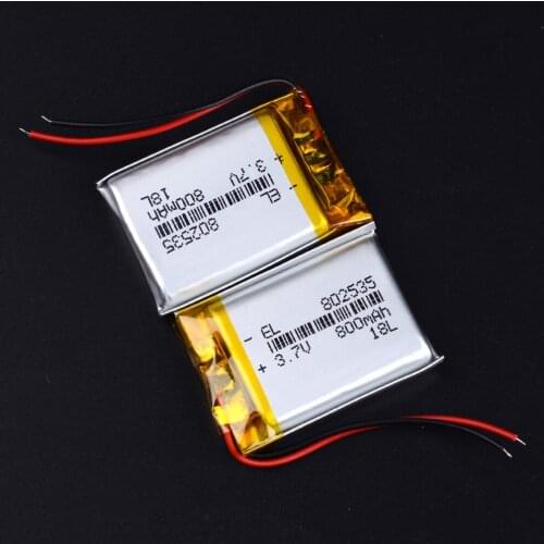 2pcs/Lot 3.7V 802535 Lithium Ion Li-po Li-polymer Batteries Cells car DVR video recorder portable column registrar headphones