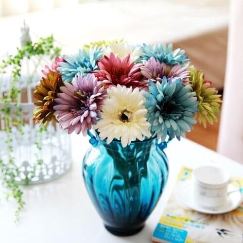 2016 Popular!! 10pcs/lot Silk Flower Chrysanthemum Artificial Flower Decoration Silk Flower Gerbera Free Shipping