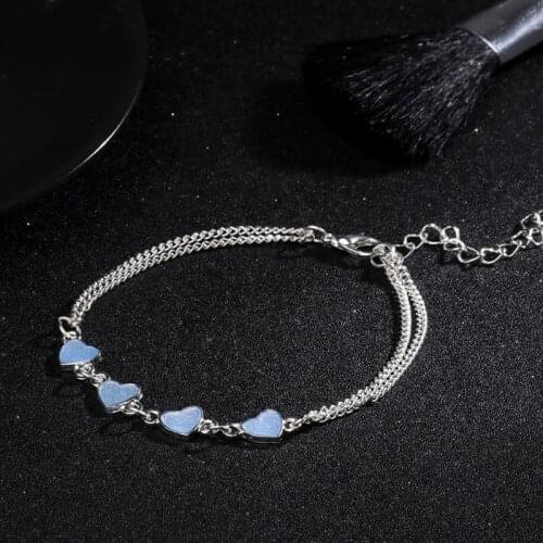 2021 New Luminous Heart Bracelets Light Up Anklets Blue Fluorescent Jewelry Glow in Dark