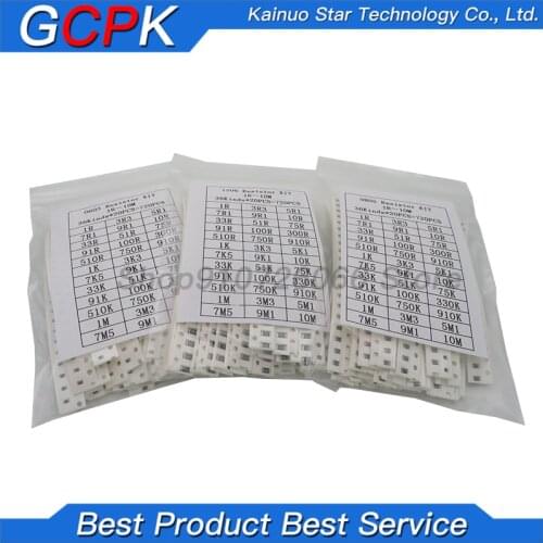 36Value * 20pcs =720pcs 0603 0805 1206 SMD Resistor Kit 1/4W 0.25W 5% 1 ohm~10 Mohm component diy kit new and original