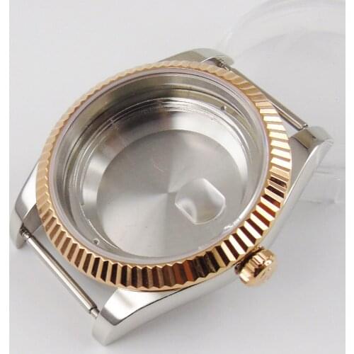 39.5MM Tow Tone rose Gold Coated Automatic Watch Case fit MIYOTA 8215 821A 8205 DG MINGZHU 2813 Sapphire Crystal