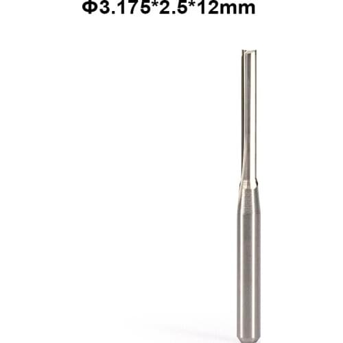 5pcs Tungsten Steel CNC Router Bits Two Double Flute Straight Slot Wood MDF End Mill 3.175mm Shank 2.5mm CED 12mm CEL