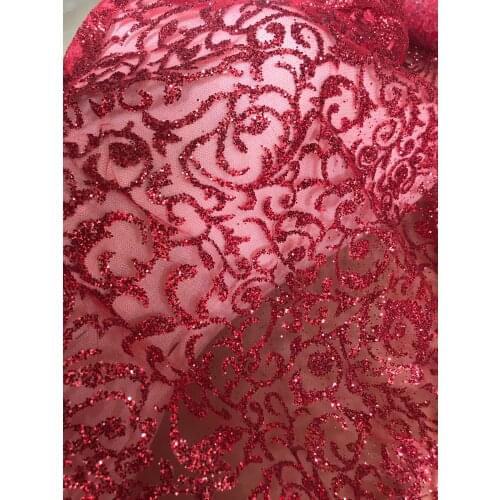 5yards glued glitter SYJ-18884 tulle mesh print lace fabric for sawing wedding bridal /evening dress